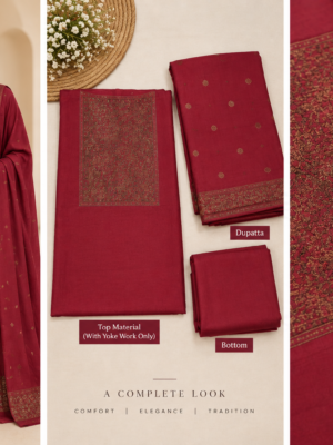 Premium Maroon Banarasi Unstitched Salwar Suit Set