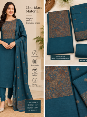 Premium Teal Blue Banarasi Unstitched Salwar Suit Set